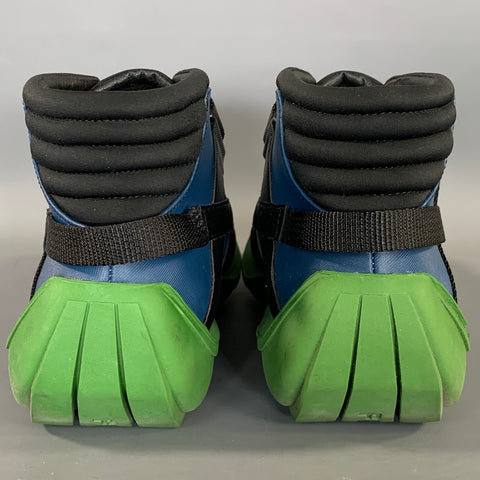 JOHN FLUEVOG Size 9 Navy Black & Green Faux Leather Strap Boots