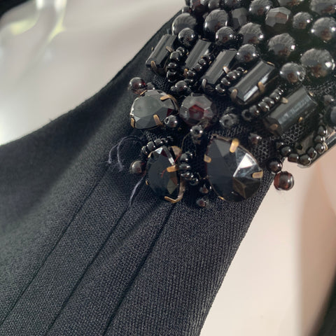 LA PERLA Size 8 Black Viscose Blend Beaded Sleeveless Long Dress