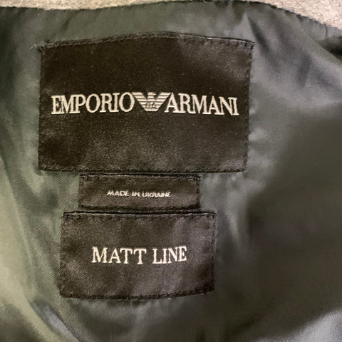 EMPORIO ARMANI Size L Grey Textured Wool Moto Jacket