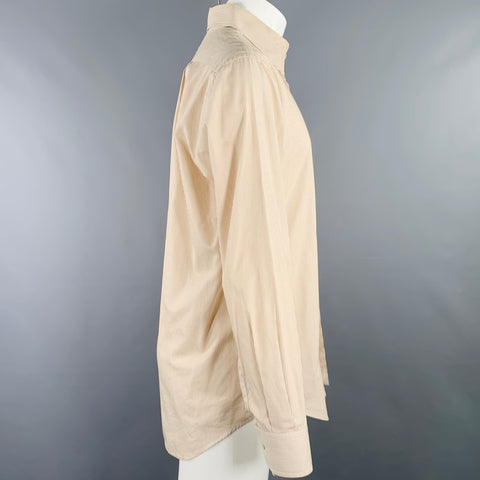 PAUL SMITH Size M Brown White Stripe Cotton Long Sleeve Shirt