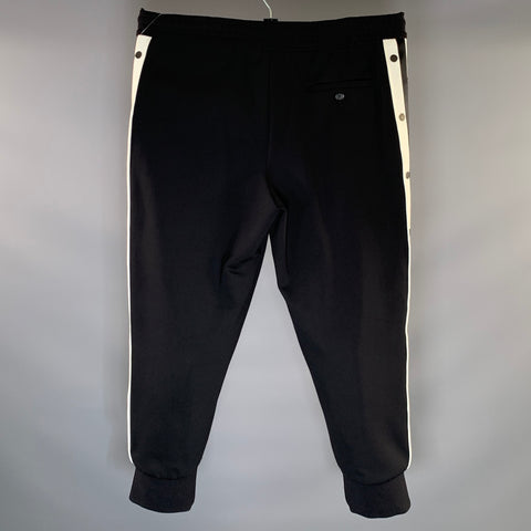 NEIL BARRETT Size 36 Black White Stripe Polyamide &  Elastane Casual Pants