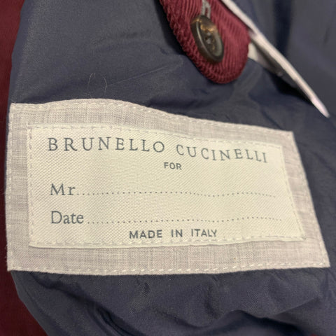 BRUNELLO CUCINELLI Size XXL Burgundy Corduroy Cotton Snaps Jacket