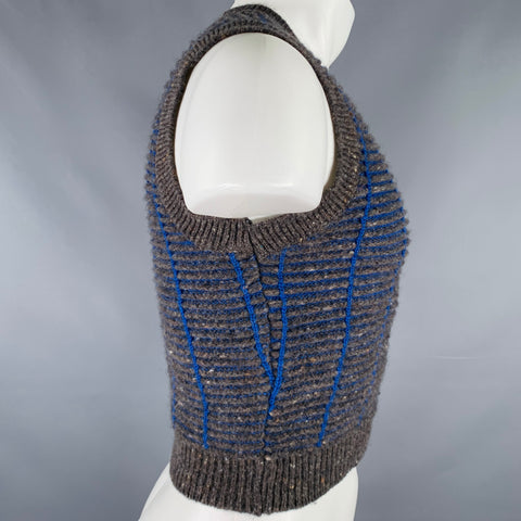 VERSUS by GIANNI VERSACE Size S Grey Blue Rib Knit Vest