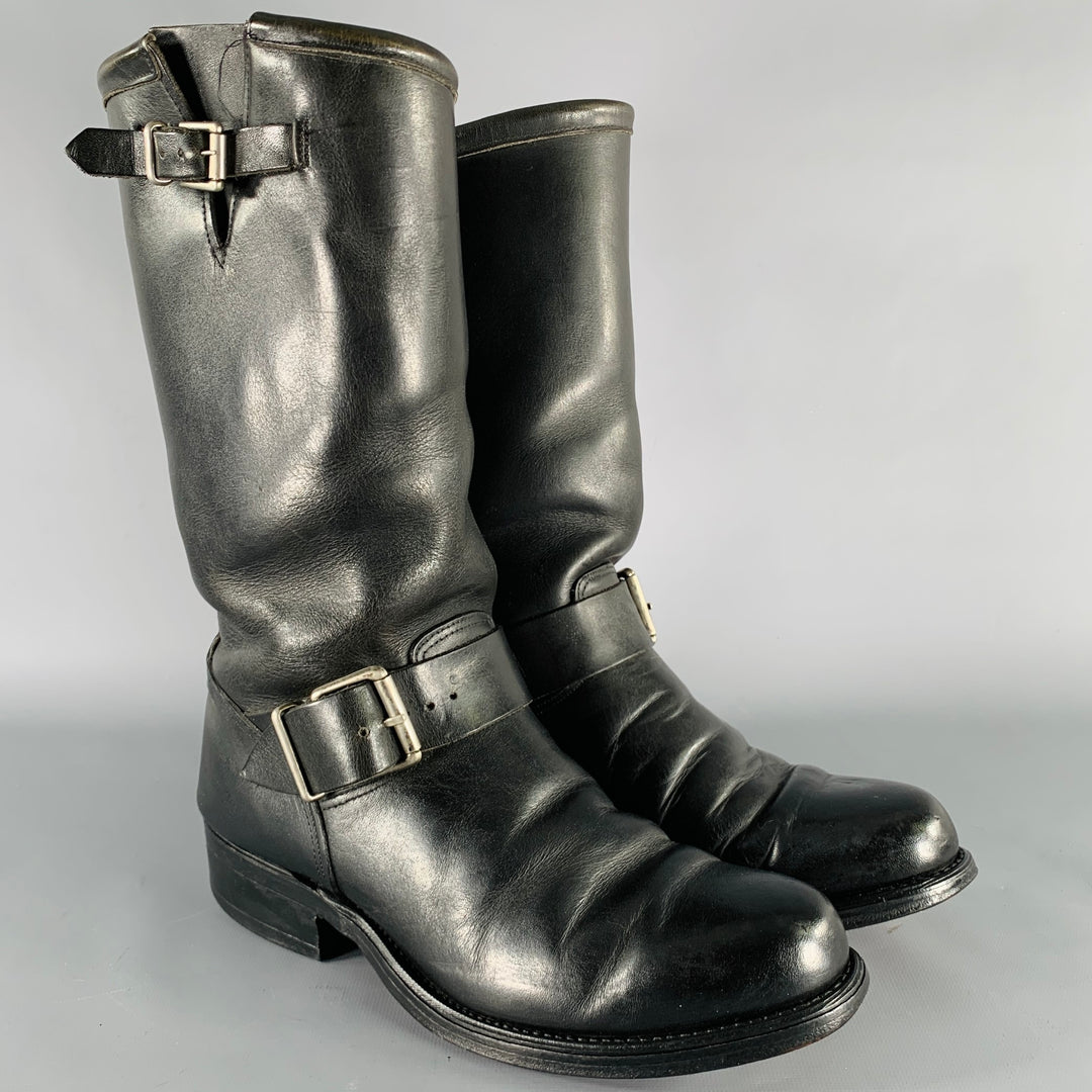 VINTAGE Size 9 Black Leather Motorcycle Boots