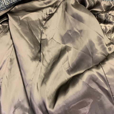 Manteau croisé MAX STANCO taille 46 en mélange de laine chevrons gris et noir à revers pointus