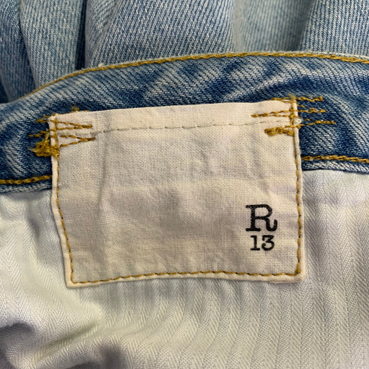 R13 Size 28 SS18 Twister Light Blue Denim Distresed Boyfriend Jeans