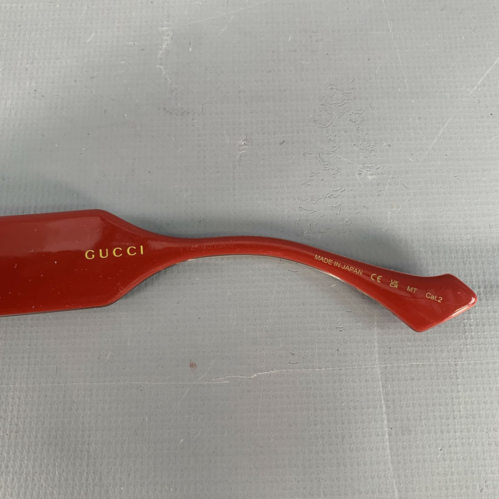 GUCCI Red Gold Acetate Cat Eye Sunglasses