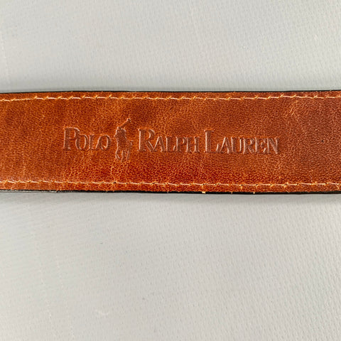 POLO by RALPH LAUREN Size 32 Black Silver Leather Lizard Belt
