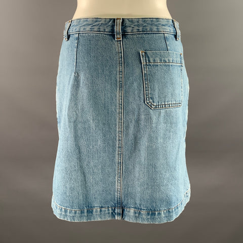 APC Size 2 Blue Denim Cotton Midi Skirt