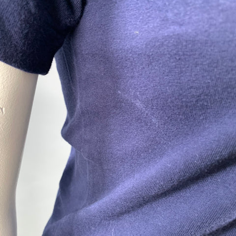 COMME des GARCONS PLAY Size L Navy Red Jersey Applique T-Shirt