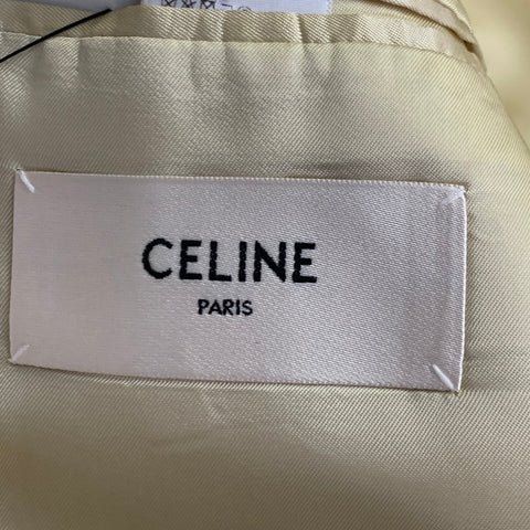 CELINE Size 42 Cream Silk Notch Lapel Sport Coat
