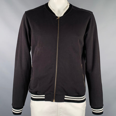 DRIES VAN NOTEN Veste zippée en coton noir et blanc Taille L