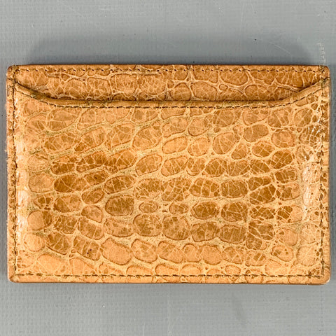 MIU MIU Vintage Tan Croc Embossed Leather Card Case