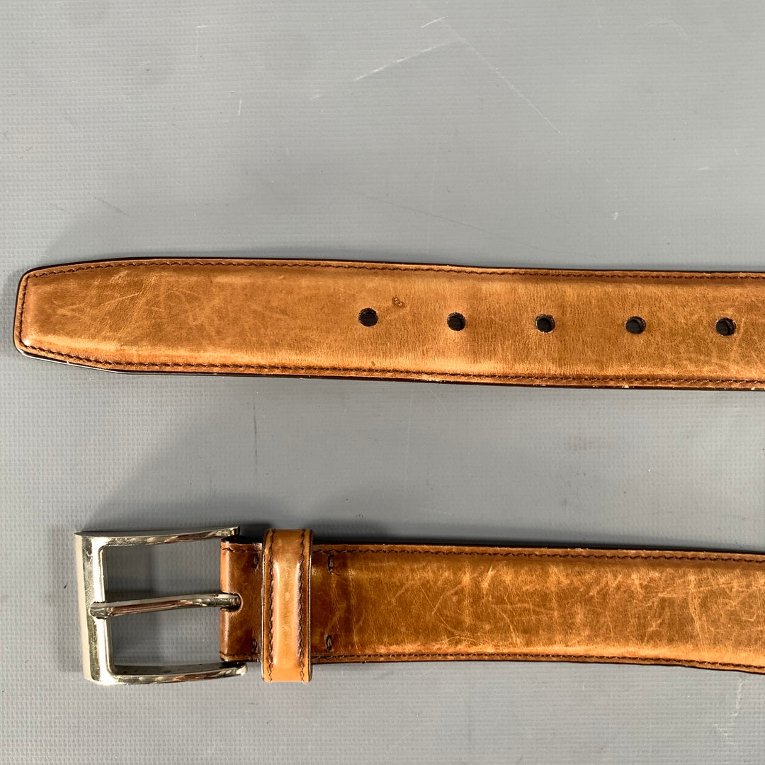 SUTOR MANTELLASSI Size 38 Camel Distressed Leather Belt
