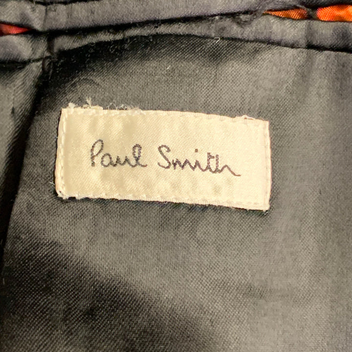 PAUL SMITH Size M Grey White Textured Wool Blend Peak Lapel Coat