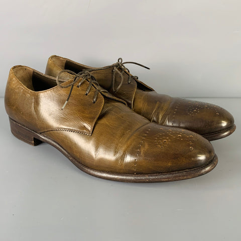 YVES SAINT LAURENT Size 9 Brown Perforated Leather Cap Toe Lace-Up Shoes