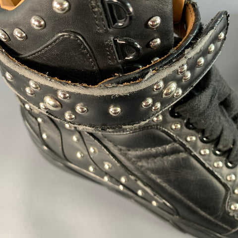 GIVENCHY Size 9 Tyson Black Studded Leather High Top Sneakers
