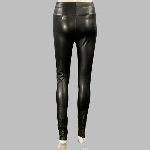 WOLFORD Legging taille haute en similicuir noir, taille 4