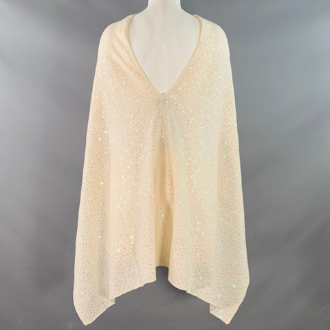 NEIMAN MARCUS Beige Pink Sequined Cashmere Scarf Shawl