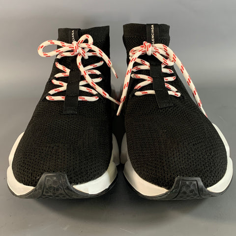 BALENCIAGA Black White Red Mesh Runner Sneakers