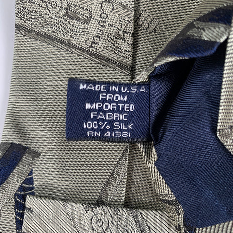 POLO by RALPH LAUREN Silver Red Navy Graphic Silk Tie