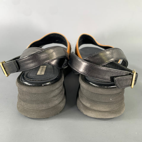DRIES VAN NOTEN Size 8 Black Brown Leather Sandals