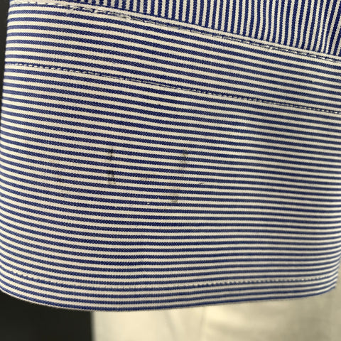 ETON Size L Blue White Stripe Cotton Long Sleeve Shirt