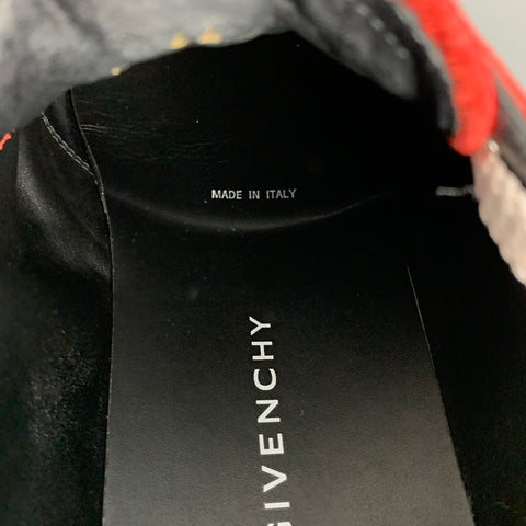 GIVENCHY Size 11 White Red & Blue Perforated Leather Sneakers