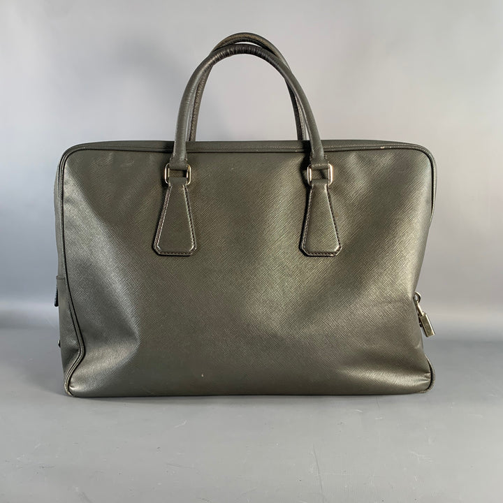 PRADA Grey Saffiano Leather Briefcase