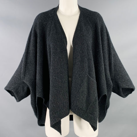 UNTOUCHED WORLD Size M Grey Charcoal Merino Wool Blend Knit Open Front Cardigan