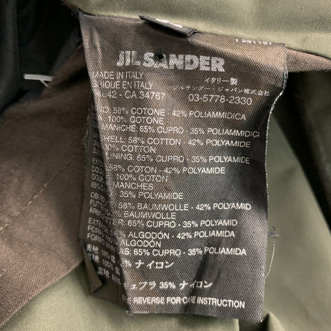 JIL SANDER Taille 2 Manteau à revers cranté en coton et polyamide olive
