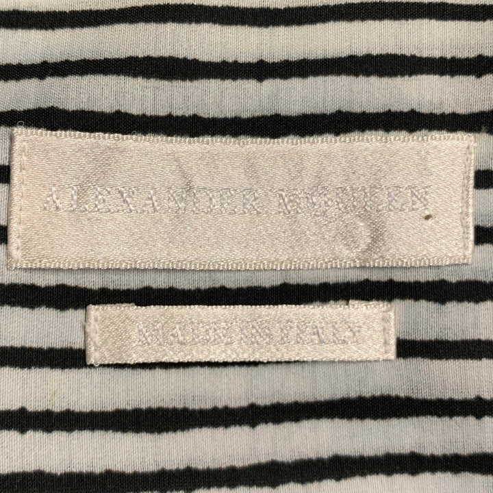ALEXANDER MCQUEEN Size M White Black Stripe Cotton Silk Long Sleeve Shirt