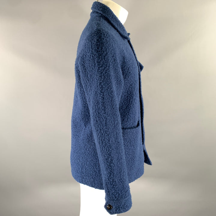 TODD SNYDER Size M Blue Textured Wool Blend Jacket