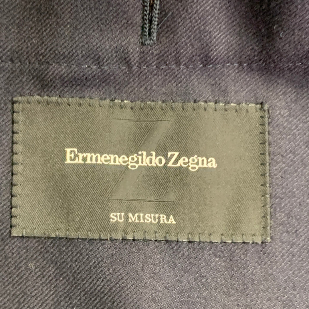 ERMENEGILDO ZEGNA Size 40 Regular Navy Wool Twill Notch Lapel Sport Coat