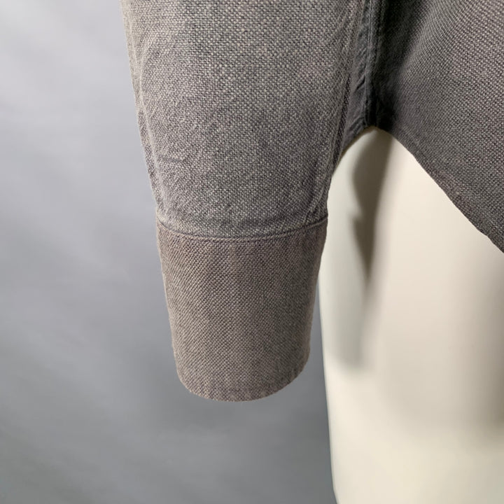 OUR LEGACY Size M Grey Charcoal Linen Cotton One Pocket Long Sleeve Shirt
