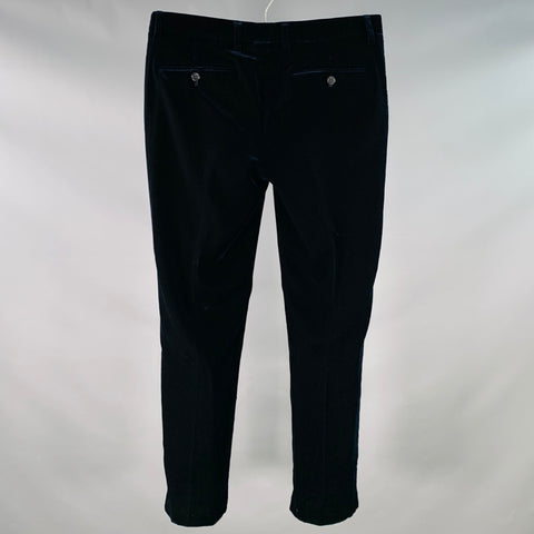 GIORGIO ARMANI Size 32 Navy Midnight Blue Velvet Flat Front Dress Pants