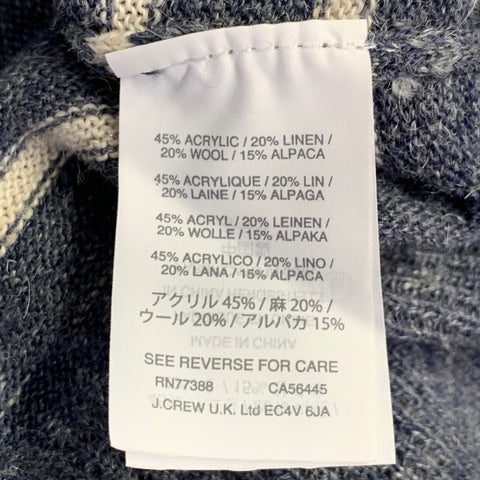 J.CREW Size L Grey Cream Stripe Wool Alpaca Crew Neck Pullover