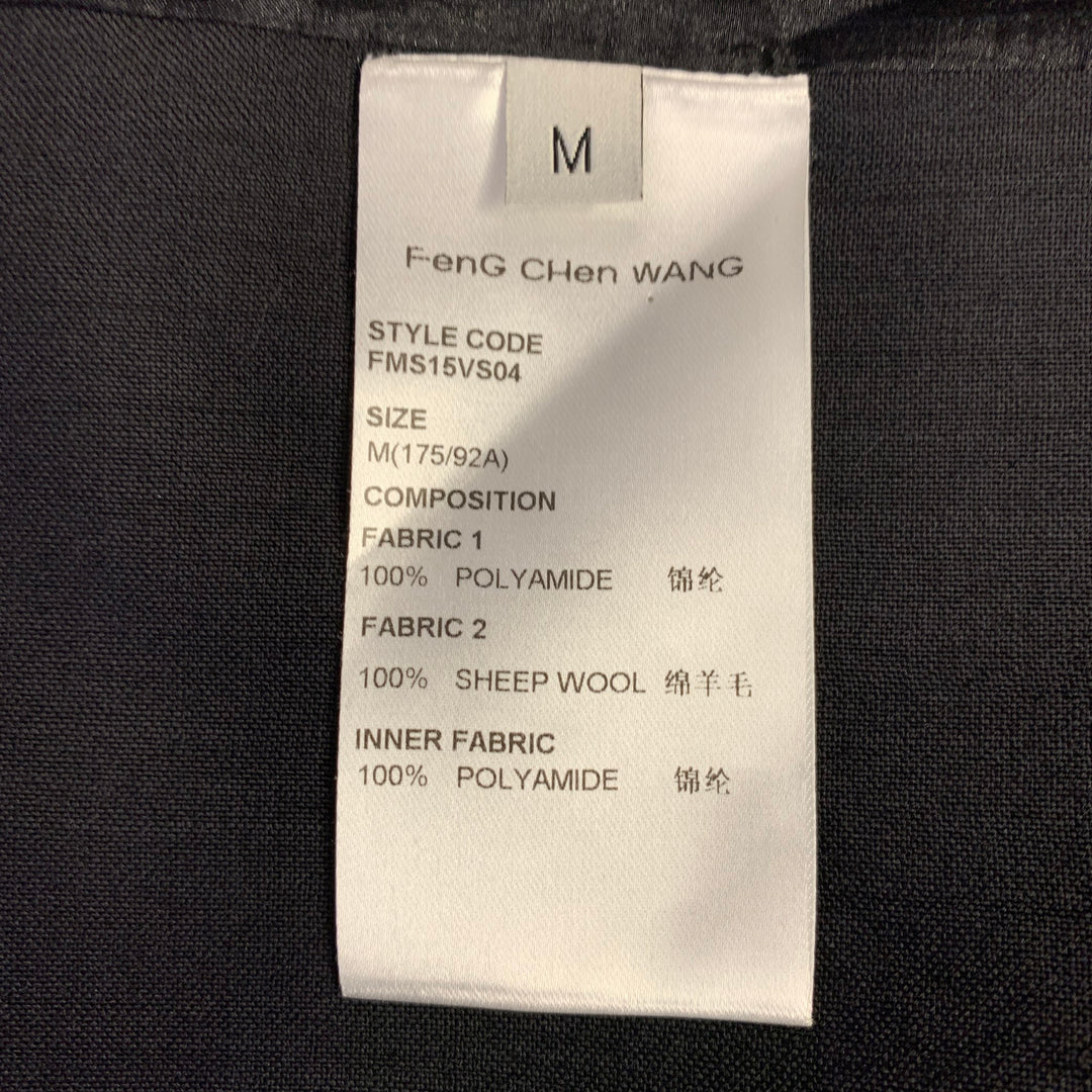 FENG CHEN WANG Size L Black Mixed Fabrics Wool Zip Up Vest