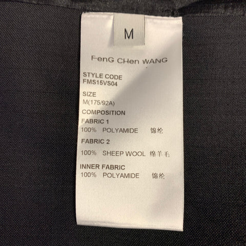 FENG CHEN WANG Size L Black Mixed Fabrics Wool Zip Up Vest