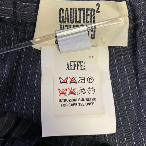 JEAN PAUL GAULTIER Size 32 Navy White Pinstripe Relaxed Fit Casual Pants