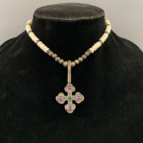 NO BRAND Cream Silver Stone Necklace
