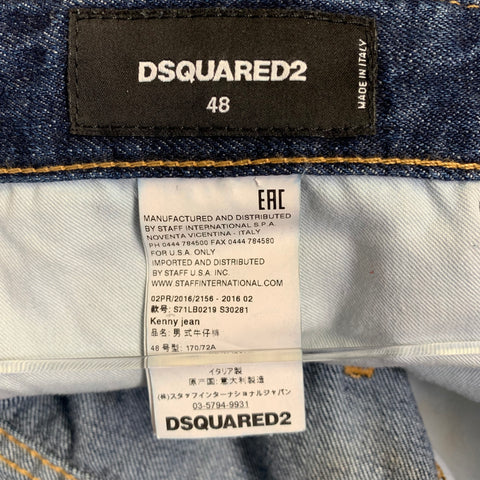 DSQUARED2 Jean en jean délavé Indigo Sashiko Taille 32 avec braguette boutonnée