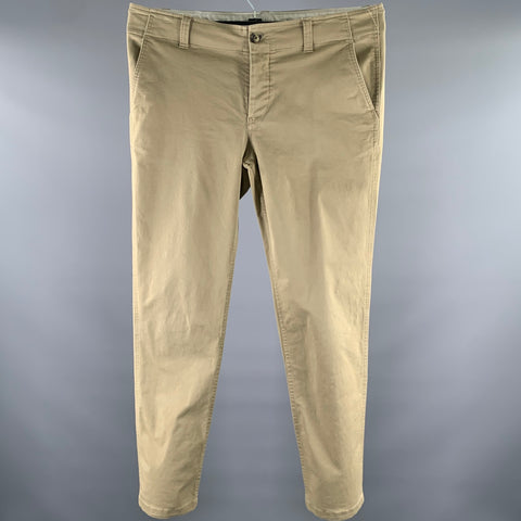 SANDRO Size 36 Khaki Solid Cotton Blend Button Fly Casual Pants