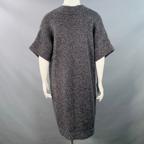 STELLA McCARTNEY Size L Grey Navy Wool Cashmere Melange Knit Coat