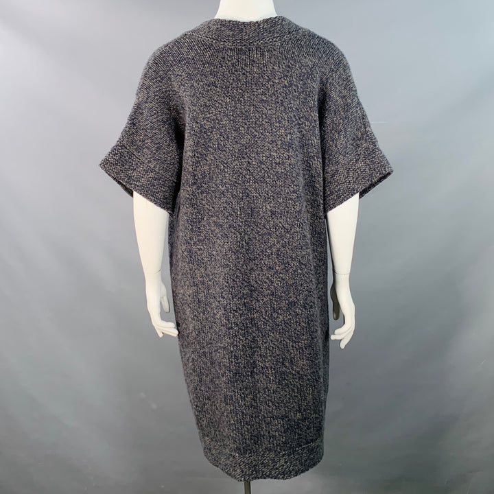 STELLA McCARTNEY Size L Grey Navy Wool Cashmere Melange Knit Coat