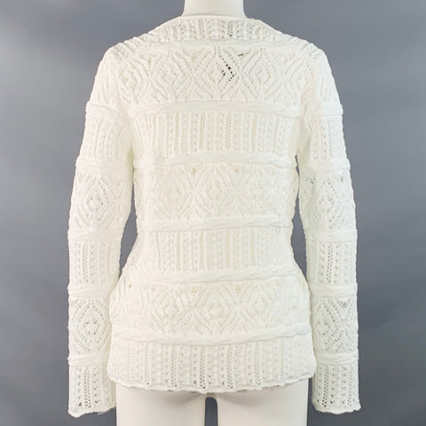 COMME des GARCONS 2022 Size S White Textured Knit Polyester Crew Neck Sweater