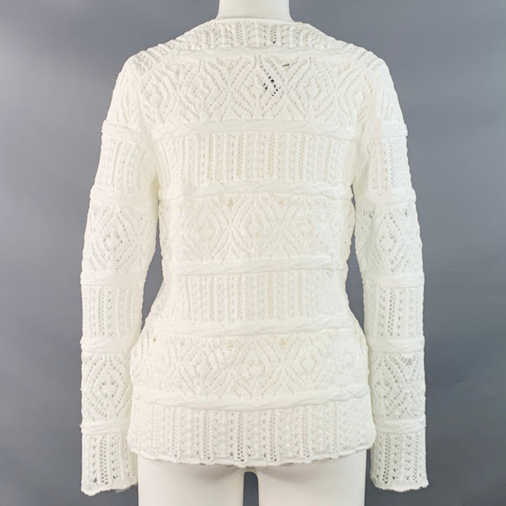 COMME des GARCONS 2022 Size S White Textured Knit Polyester Crew Neck Sweater