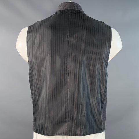 ALAN BILZERIAN Size L Grey Heather Twill Wool Nehru Collar Vest