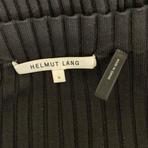 HELMUT LANG FW2024 Size S Black Silk & Spandex Ribbed Scoop Neck Mini Dress