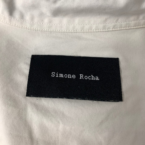 SIMONE ROCHA Size S White Black Cotton Beaded Button Up Shirt